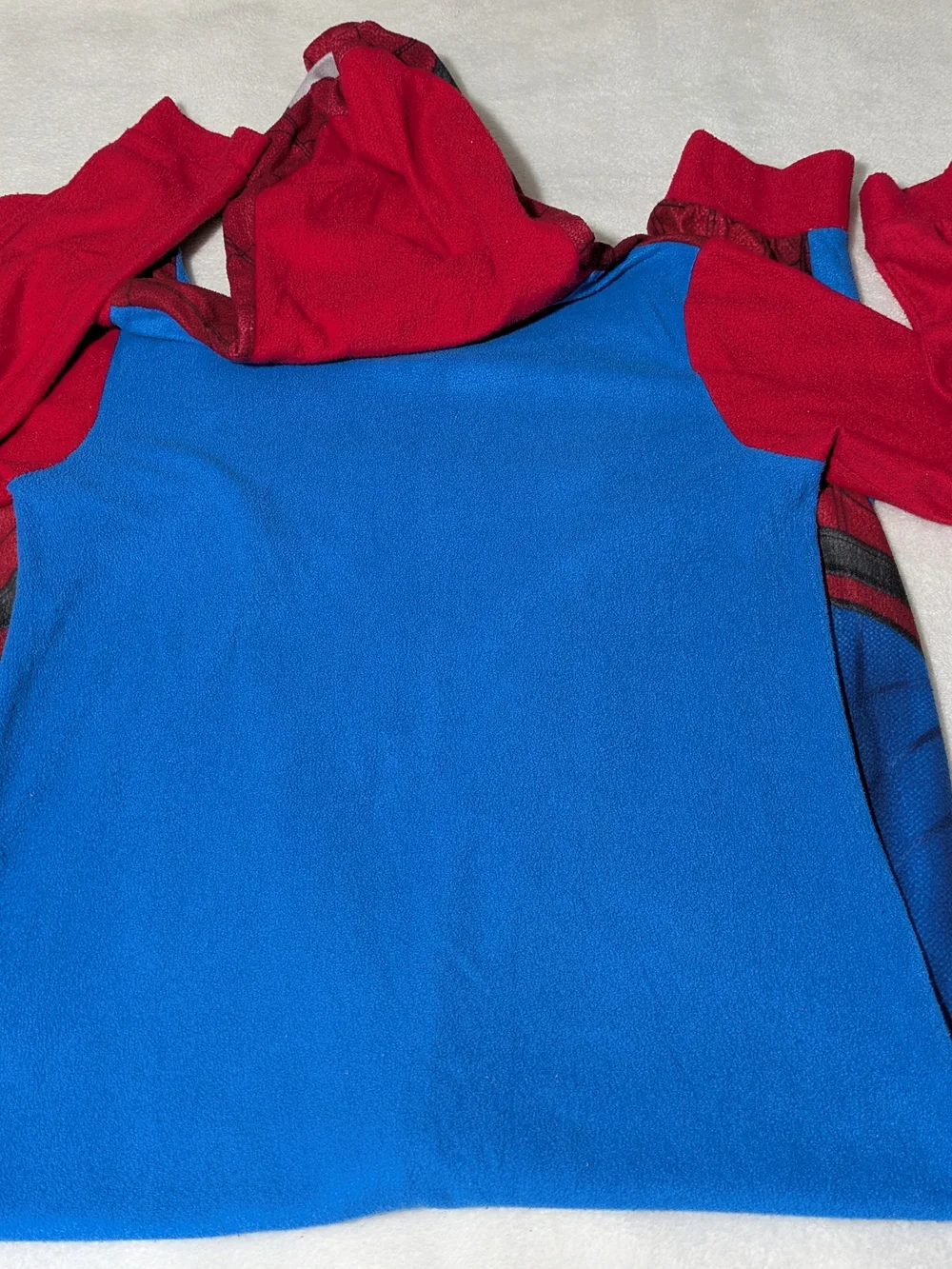 Marvel Spider-Man Kids Size 10/12 Fleece Hooded Onesie Pajamas Costume Flaw - Picture 6 of 8